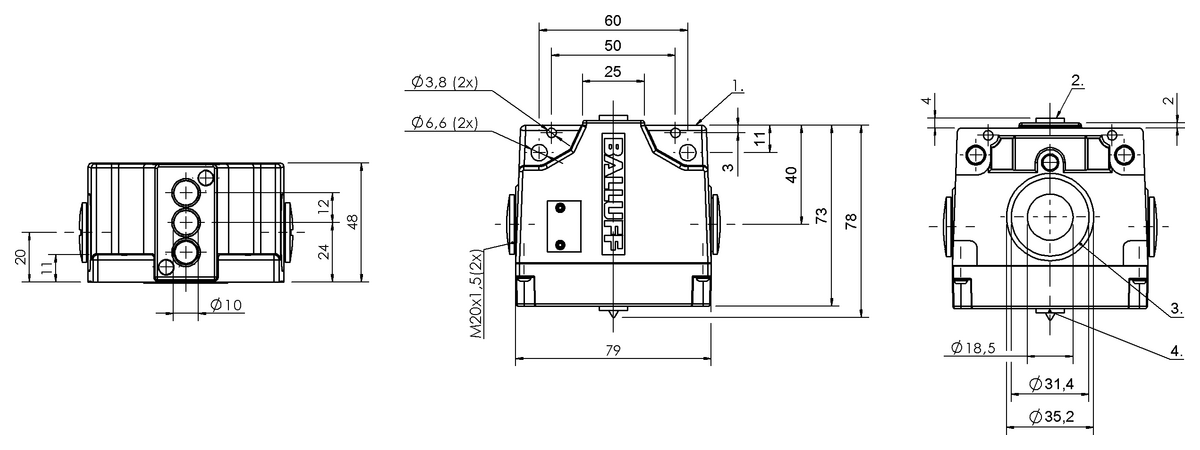 Inductive multiple position limit switches