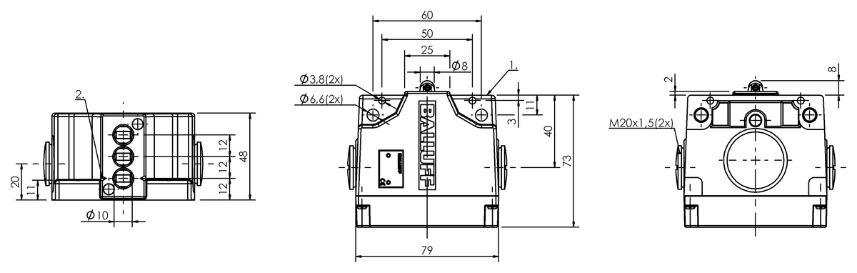 Mechanical multiple position limit switches with safety switch positions