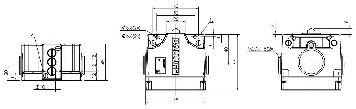 Mechanical multiple position limit switches with safety switch positions