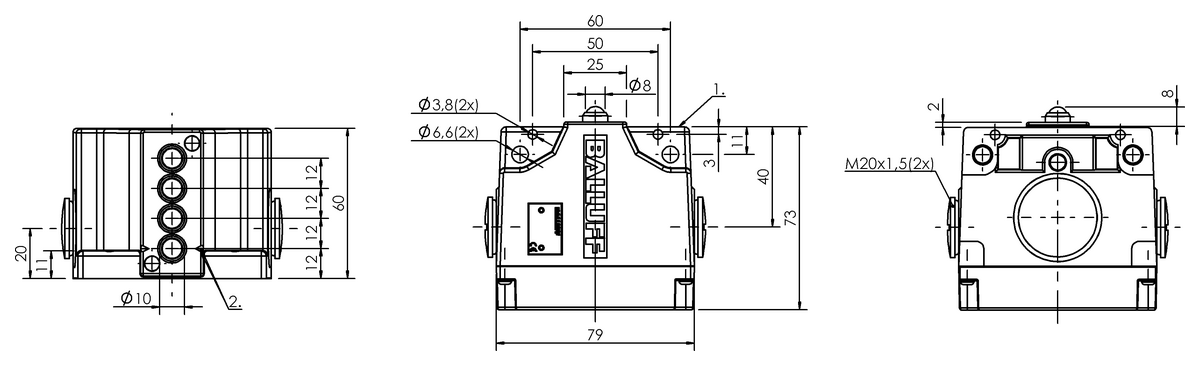 Mechanical multiple position limit switches with safety switch positions