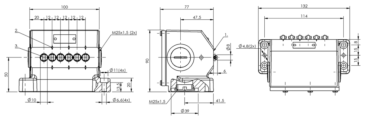 Mechanical multiple position limit switches with safety switch positions