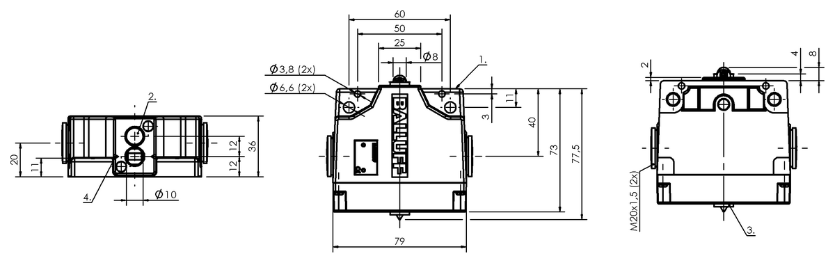 Finales de carrera mecánicos múltiples con puntos de conmutación de seguridad