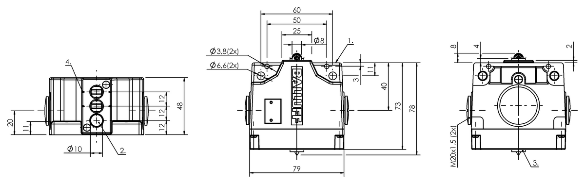 Mechanical multiple position limit switches with safety switch positions