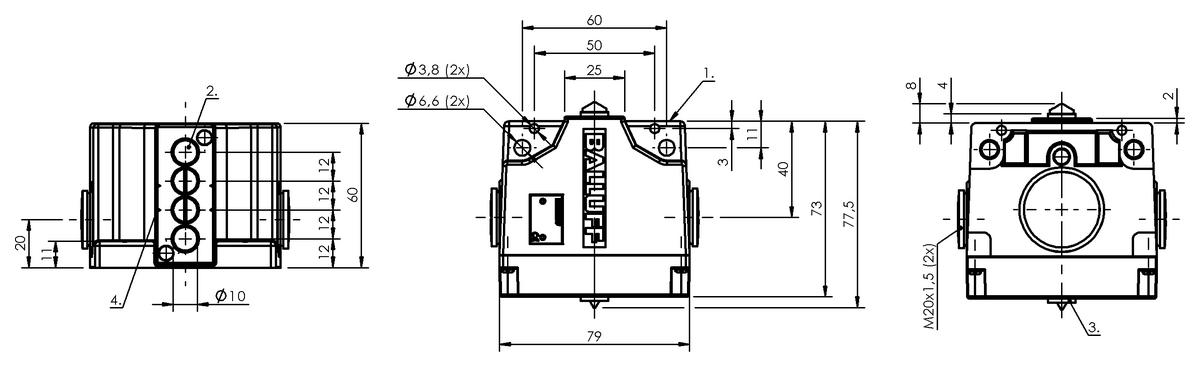Mechanical multiple position limit switches with safety switch positions