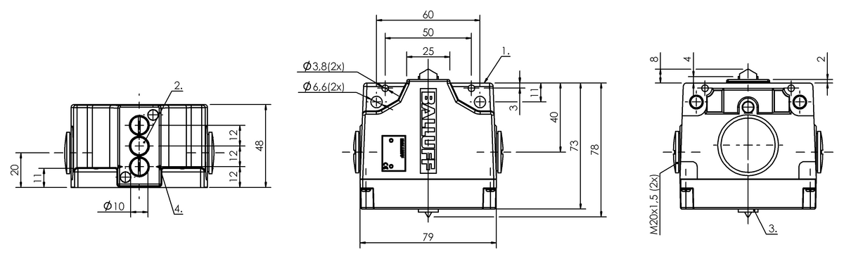 Mechanical multiple position limit switches with safety switch positions