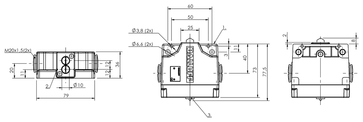 Mechanical multiple position limit switches with safety switch positions