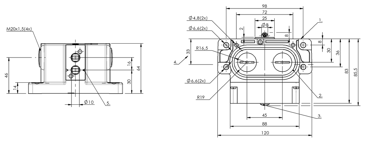 Mechanické řadové polohové spínače s bezpečnostními spínacími kontakty