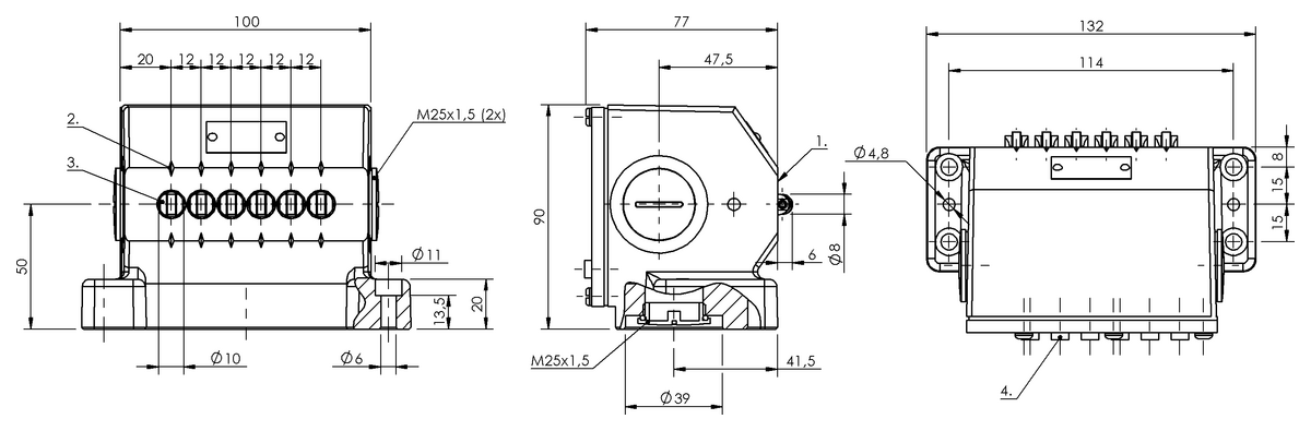 Interruttori di posizione meccanici multipli con punti di commutazione di sicurezza