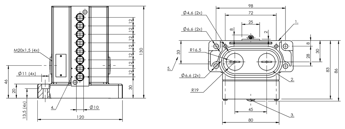 Mechanische Reihenpositionsschalter mit Sicherheitsschaltstellen