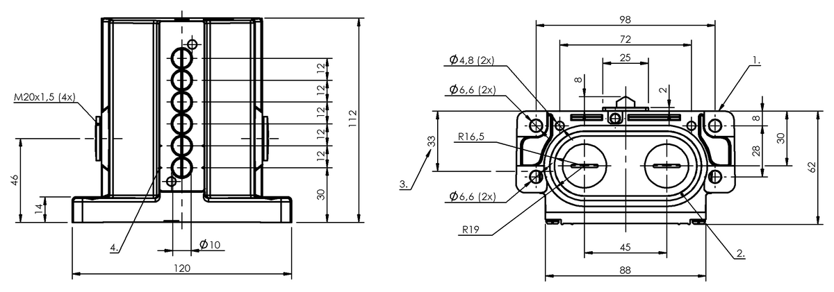 Mechanische Reihenpositionsschalter mit Sicherheitsschaltstellen