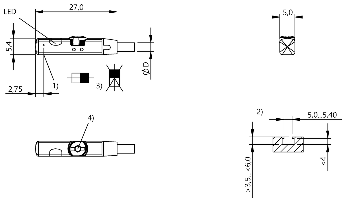 Cylinder sensors for multiple slot shapes