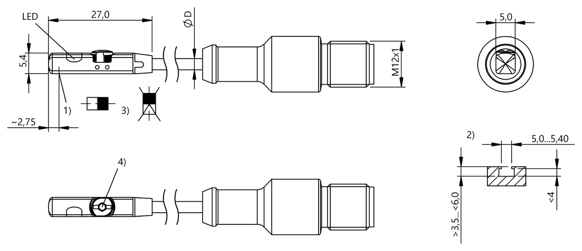 Cylinder sensors for multiple slot shapes