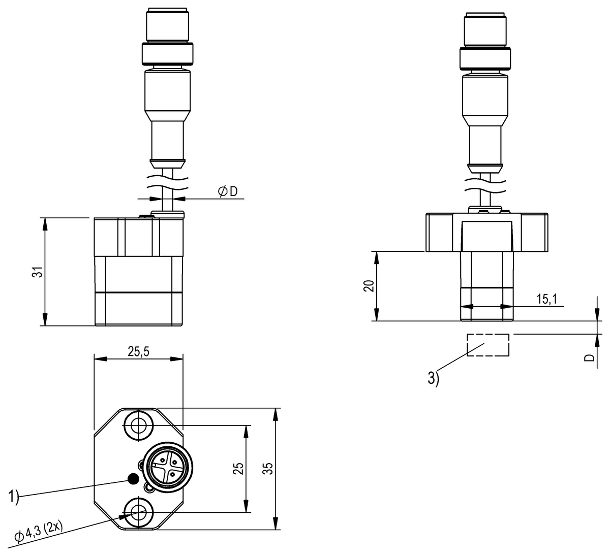 Sensor indutivo de posicionamento