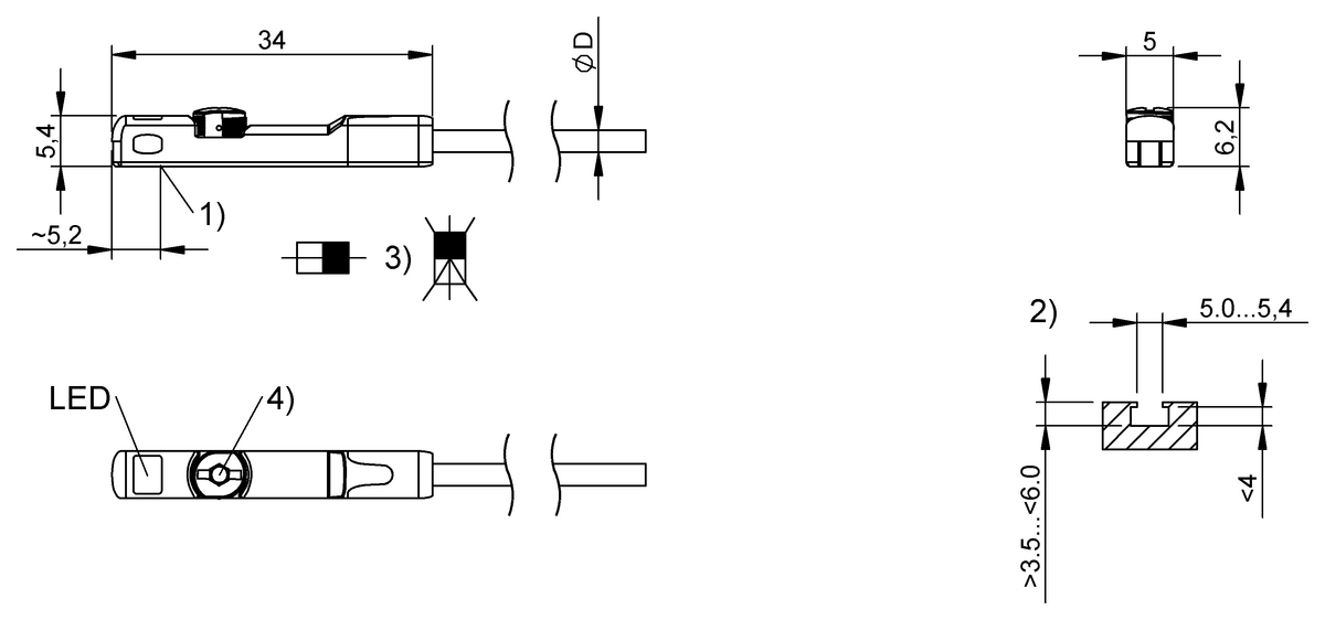 Interruptores de cilindro para diferentes formas de ranura