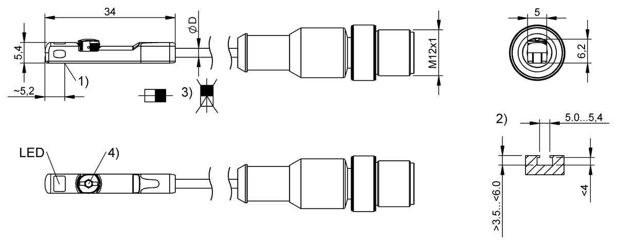 Cylinder sensors for multiple slot shapes