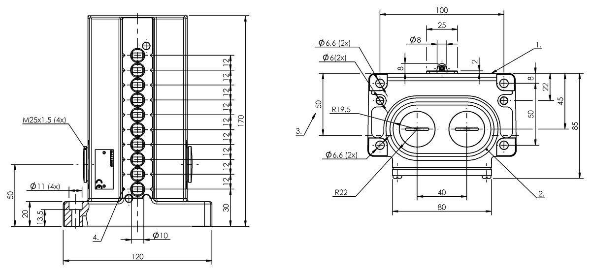 Mechanické radové koncové spínače s bezpečnostnými spínacími prvkami