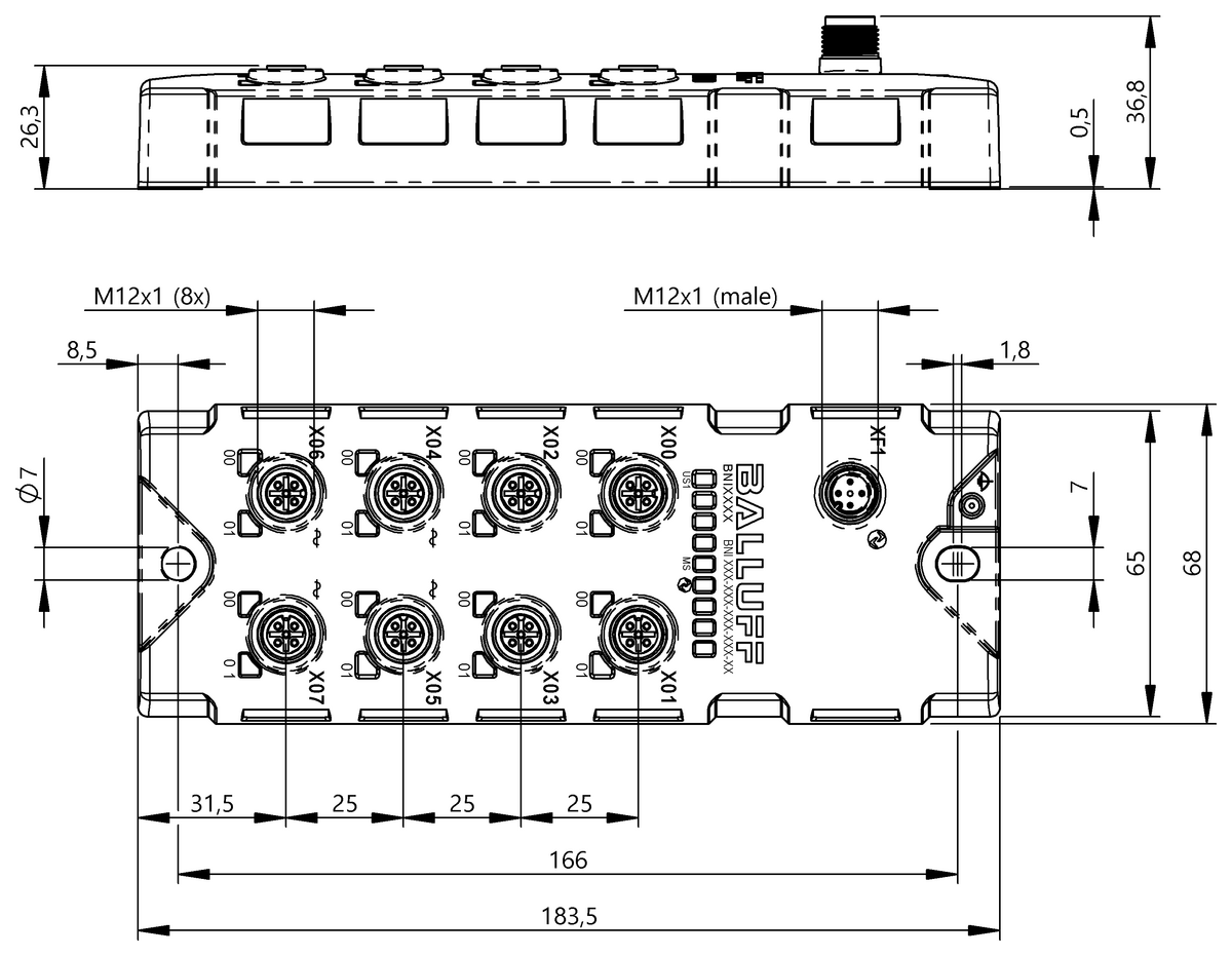 BNI00F9 (BNI IOL-727-S51-P012) IO-Link sensor/actuator hubs BNI00F9 (BNI IOL-727-S51-P012) IO-Link sensor/actuator hubs