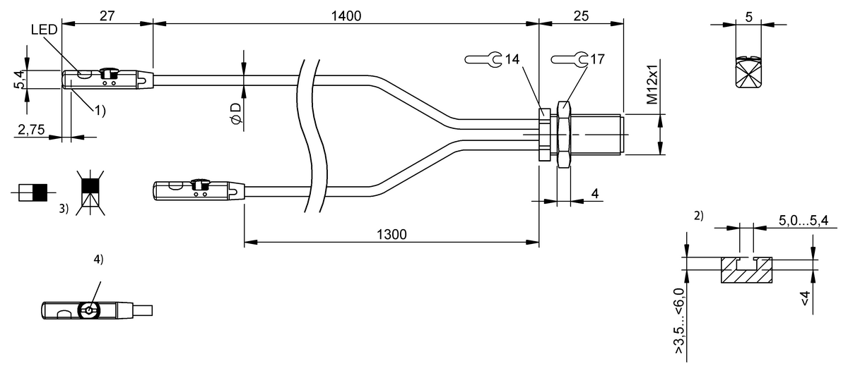 Cylinder sensors for multiple slot shapes