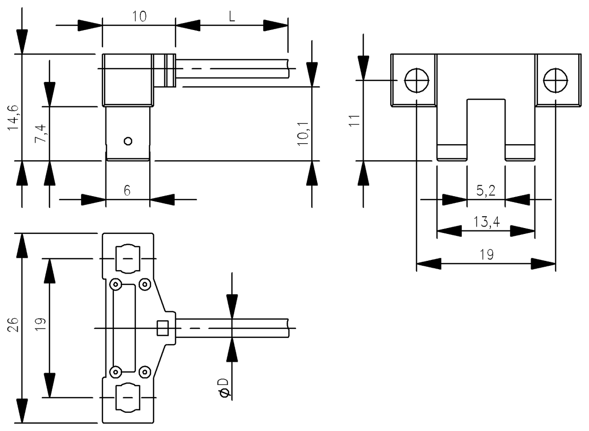 플라스틱 하우징의 포크센서