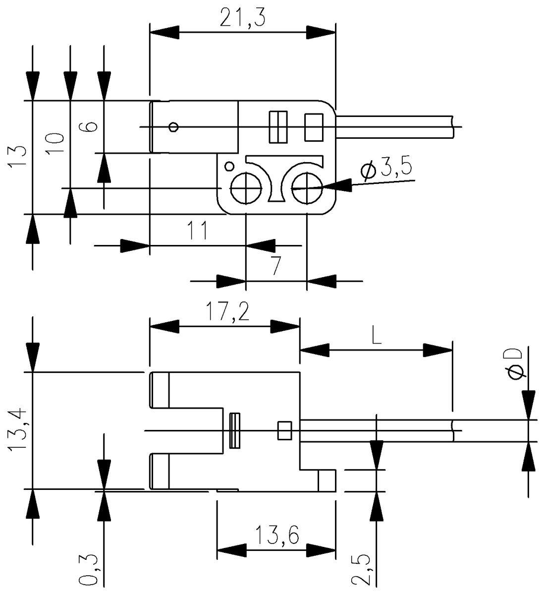 Czujniki optoelektroniczne widełkowe w obudowie z tworzywa sztucznego