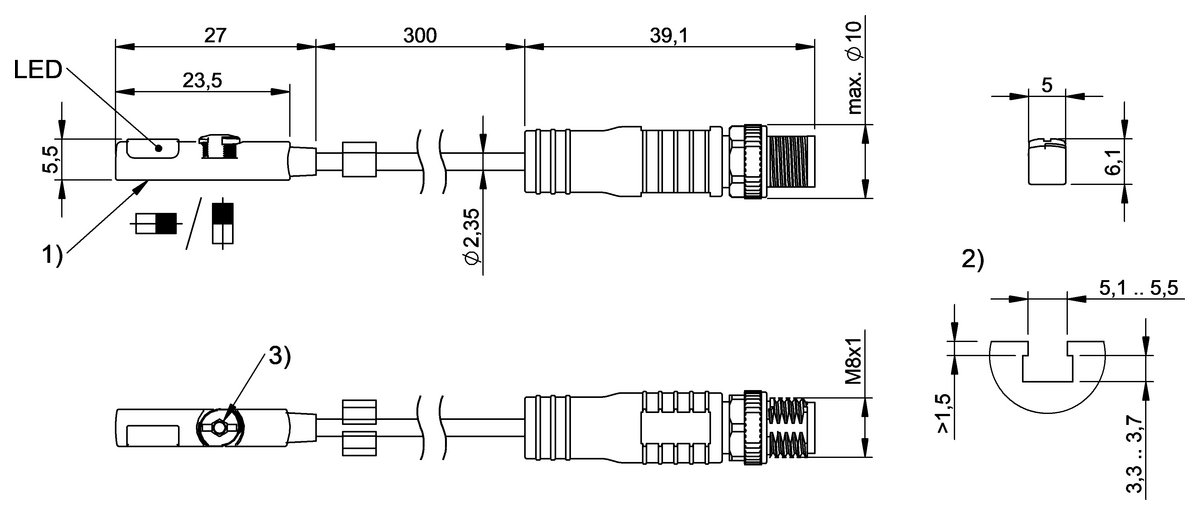 Cylinder sensors for multiple slot shapes