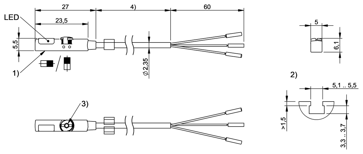 Cylinder sensors for multiple slot shapes