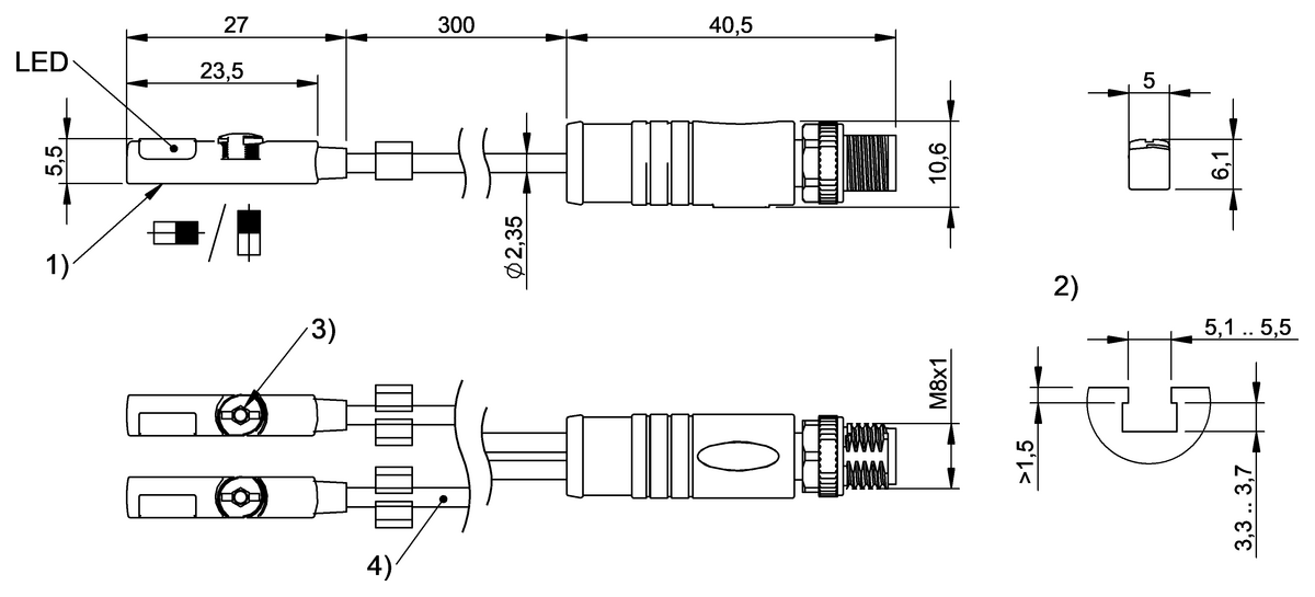 Cylinder sensors for multiple slot shapes