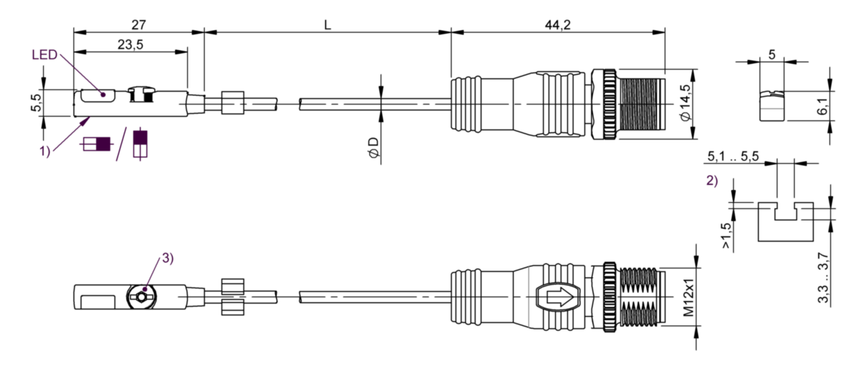 Cylinder sensors for multiple slot shapes