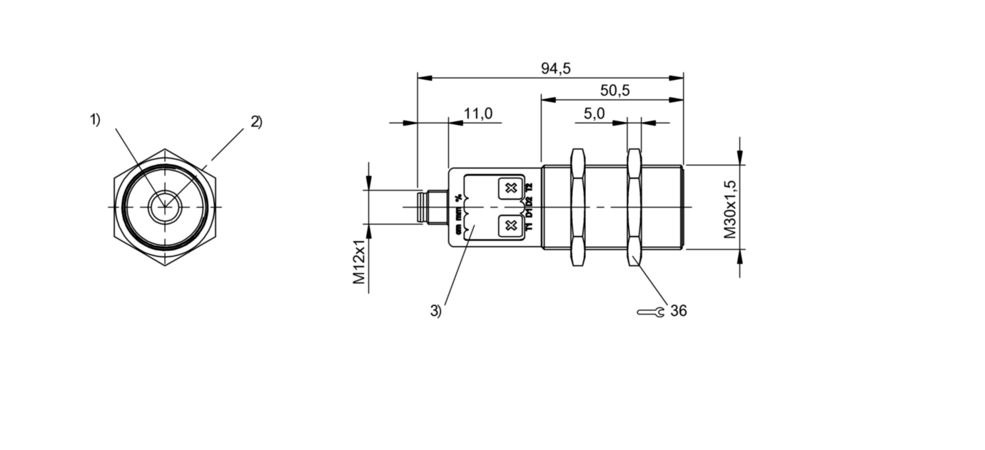 BUS005H (BUS M30M1-PWX-07/035-S92K) Ultrasonic sensors with a