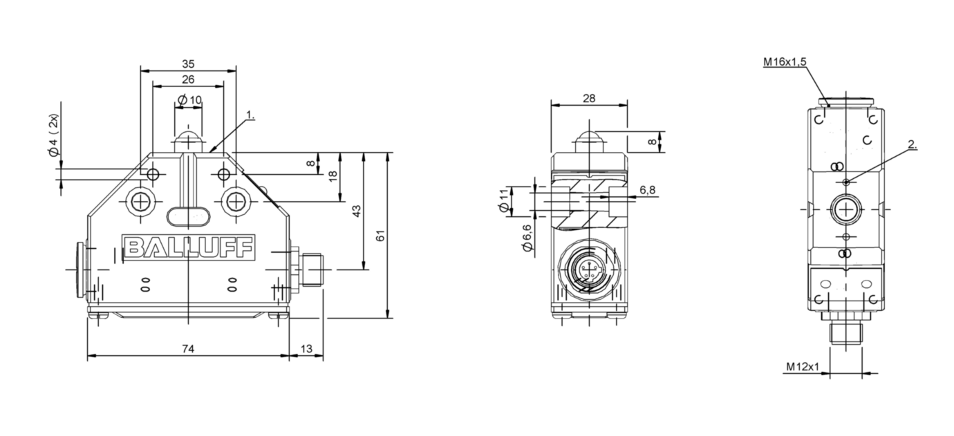 BNS0401 (BNS 813FK60183S80R) Mechanical single position limit switches with safety switch