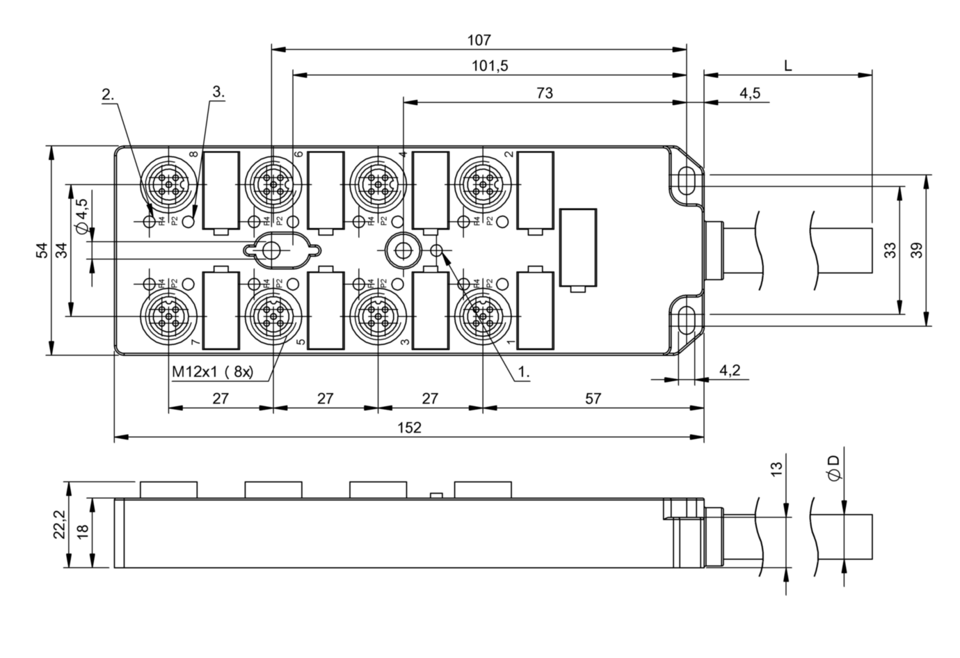 BPI0073 (C04 T8R-00-PB-100M) Junction blocks - BALLUFF