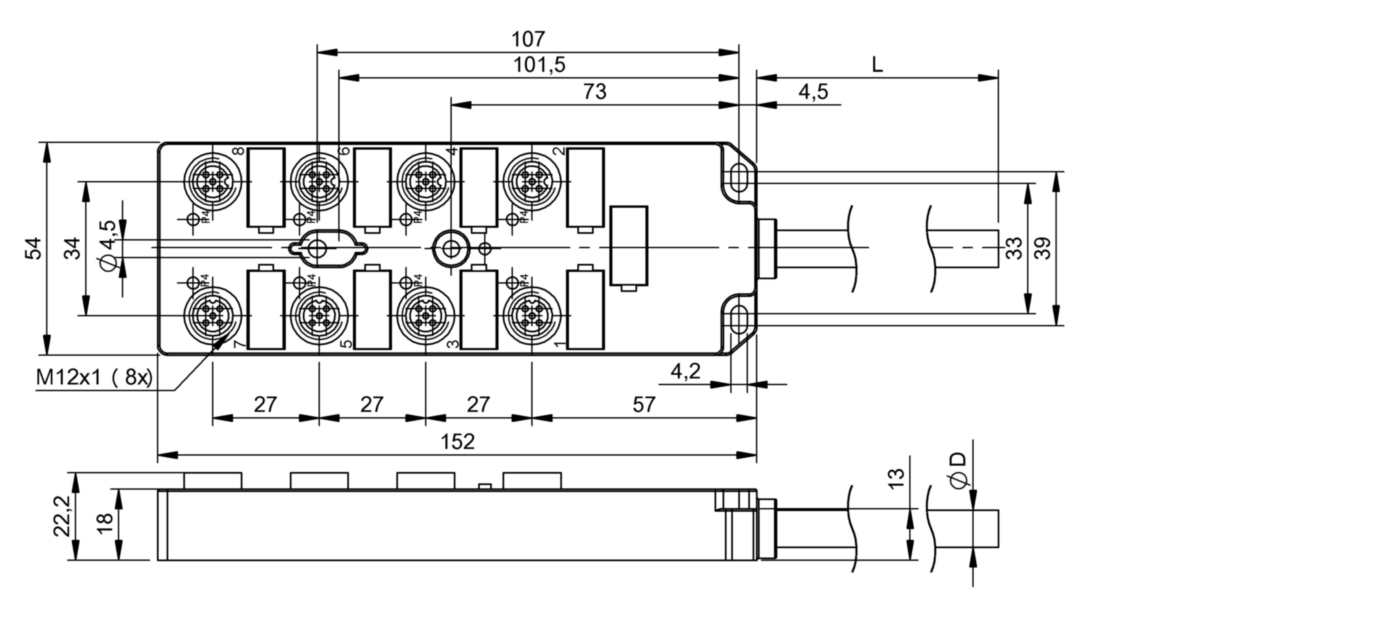 BPI0072 (C04 T8L-00-PB-050M) Junction blocks - BALLUFF