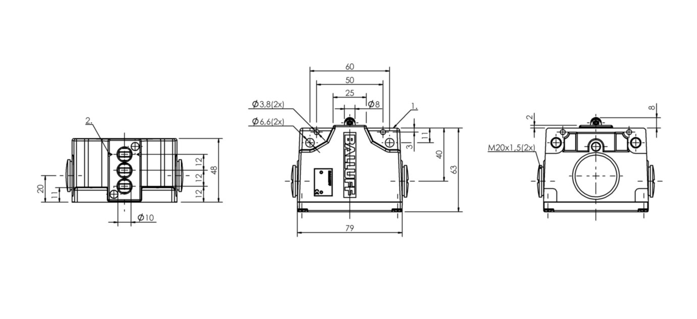 BNS02JT (BNS 813B03L1261A551020) Mechanical multiple position limit switches with safety