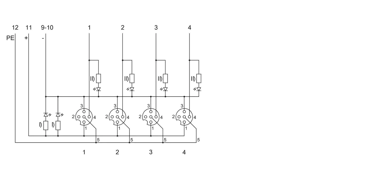 I) LED grün II) LED gelb