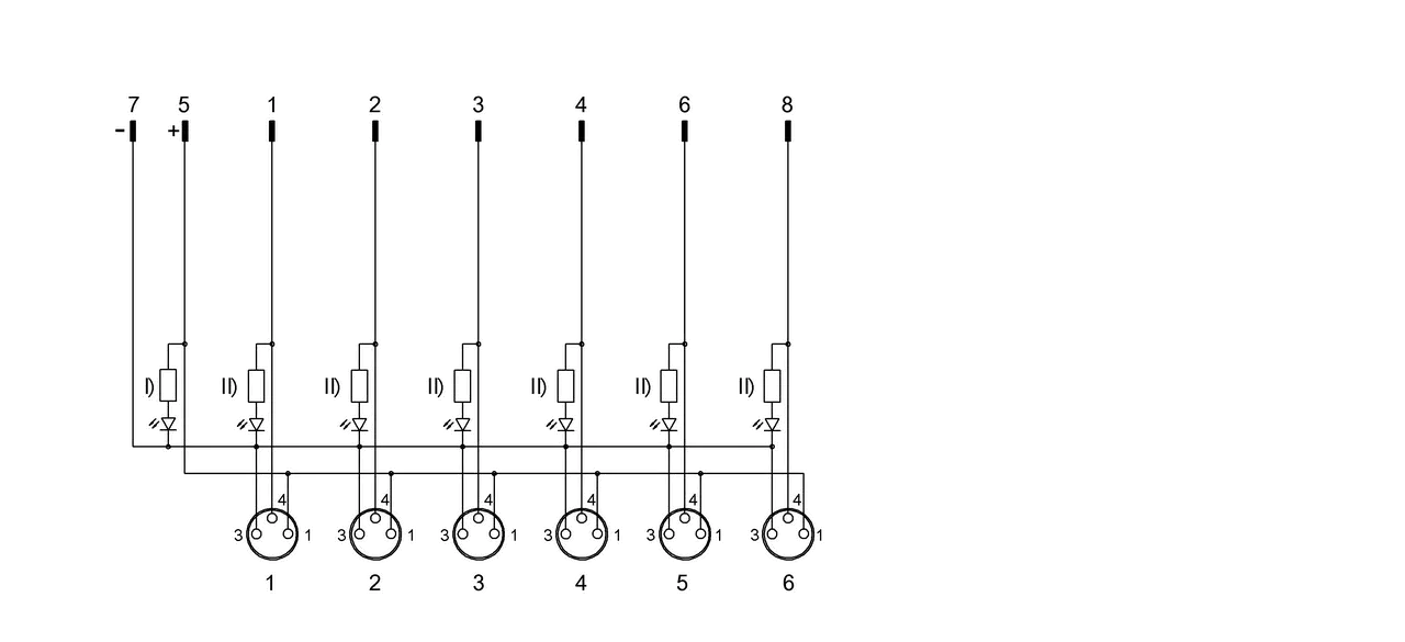 I) LED grün II) LED gelb