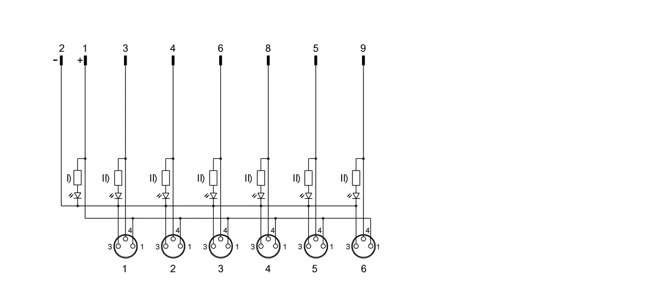 I) LED grün II) LED gelb