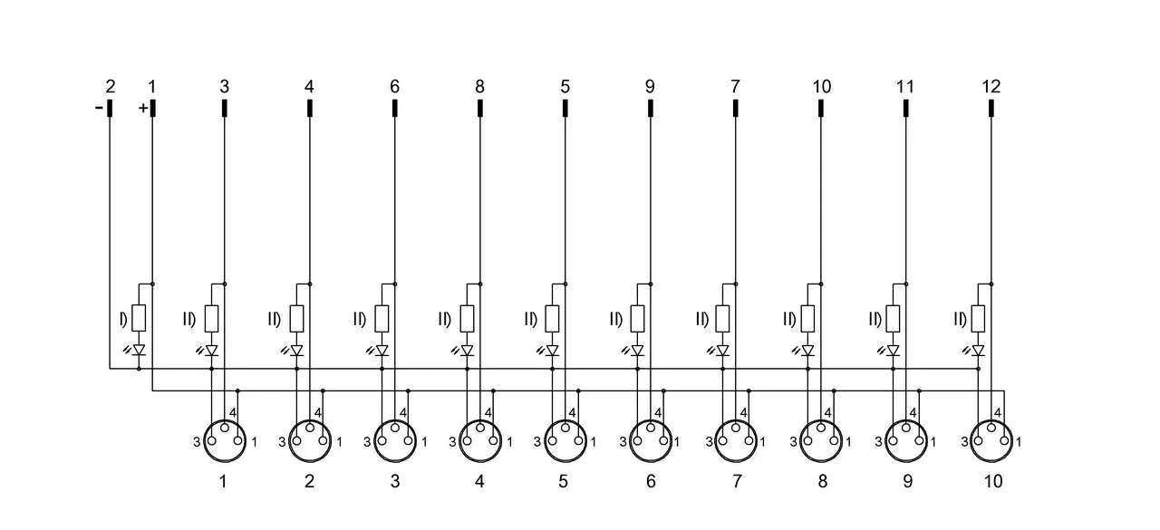 I) LED grün II) LED gelb